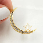 Load image into Gallery viewer, Diamond Sterling Silver Moon and Star Enamel Pendant