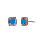 Load image into Gallery viewer, EFF54382TQ. 14K Solid Gold Diamonds and Turquoise Fancy Studs