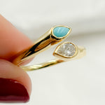 Load image into Gallery viewer, 14k Solid Gold Turquoise and Diamond Drops Ring