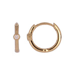 Load image into Gallery viewer, EHA57583. 14K Solid Yellow Gold Diamond Huggies Earrings