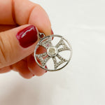 Load image into Gallery viewer, DP457. Diamond Sterling Silver Round Cross Pendant with Polki Diamond