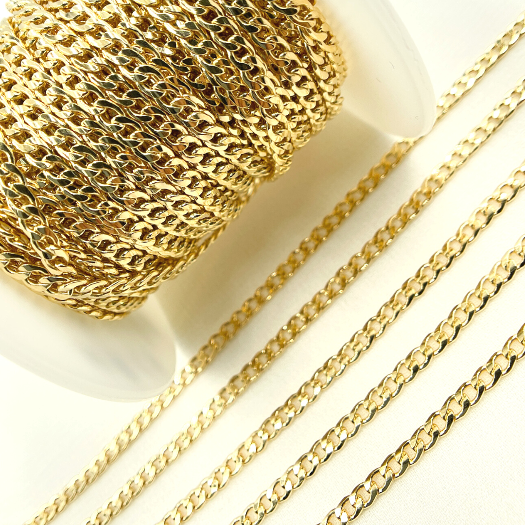 3309CHRGF. Gold Filled Flat Round Shape Curb Chain
