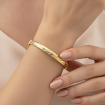 Load image into Gallery viewer, Bangle21. 14K Solid Gold Matte Textured Bangle