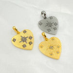 Load image into Gallery viewer, DP314. Diamond Sterling Silver Heart Pendant with Stars