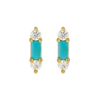 Load image into Gallery viewer, EFA51799TQ. 14K Solid Gold Diamond and Gemstone Stud Earrings