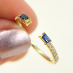Load image into Gallery viewer, 14K Solid Gold Diamond & Blue Sapphire Ring.