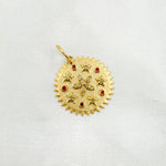Load image into Gallery viewer, GDP494. 14k Solid Gold Diamond and Gemstone Circle and Flower Charm