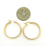 Load image into Gallery viewer, GER100. 14K Solid Gold Smooth Hollow Hoop Earrings