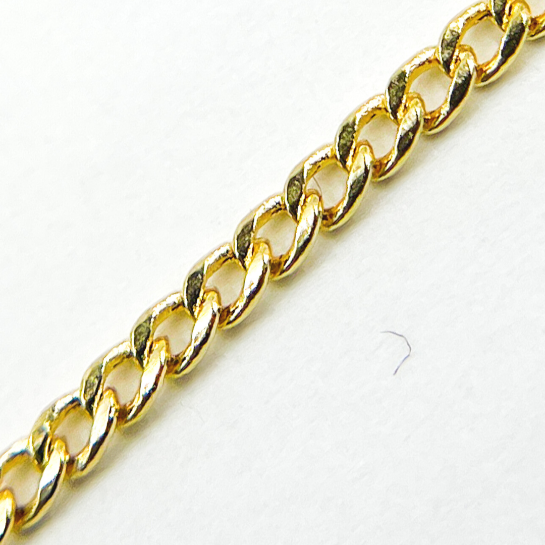 14K Solid Gold Hollow Curb Chain