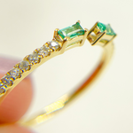 Load image into Gallery viewer, 14K Solid Gold Diamond & Emerald Ring.