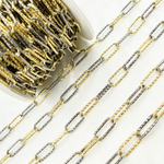 Load image into Gallery viewer, Black Rhodium & Gold Plated Sterling Silver Diamond Cut Paperclip Chains