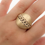 Load image into Gallery viewer, 14K Solid Matte Gold Diamond Cuban Band Ring