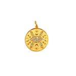Load image into Gallery viewer, 14K Solid Gold Charm Circle Pendant with Diamonds. GDP219