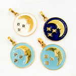 Load image into Gallery viewer, Diamond Sterling Silver Round Moon and Star Enamel Pendant