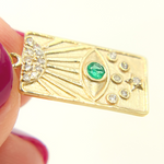 Load image into Gallery viewer, GDP213. 14K Solid Gold Diamond and Gemstone Rectangle Eye Charm