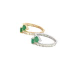 Load image into Gallery viewer, 14K Solid Gold Diamond & Emerald Double Line Heart Ring.