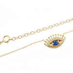 Load image into Gallery viewer, NFD70803. 14k Solid Yellow Gold, Diamonds & Precious Stones Cable Link Evil Eye Necklace