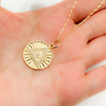 Load image into Gallery viewer, GDP100. 14K Solid Gold with Diamonds Circle Shape Eye of Providence Charm