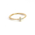 Load image into Gallery viewer, 14k Solid Yellow Gold Cross Diamond Ring.