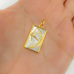 Load image into Gallery viewer, GDP353. 14K Solid Gold Rectangle Charm with Moon & Star