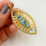 Load image into Gallery viewer, DP208. Diamond Sterling Silver Leaf Shape Pendant with Gemstone