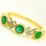Load image into Gallery viewer, 14K Solid Gold Diamond and Emerald Ring.