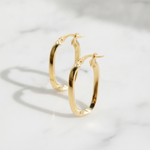 Load image into Gallery viewer, 15850021777. 14K Solid Gold Fancy Rectangle Hollow Hoop Earrings