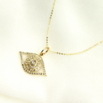 Load image into Gallery viewer, 14K Solid Gold Charm. Evil Eye Pendant with Diamonds. KG71