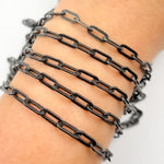 Load image into Gallery viewer, X29BR. Black Rhodium Sterling Silver Matt Paperclip Chain