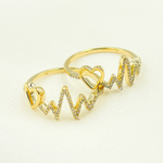 Load image into Gallery viewer, 14K Solid Gold Heart Beat Diamond Ring.