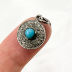 Load image into Gallery viewer, DC010. Diamond Sterling Silver Round Charm with Gemstone