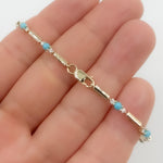 Load image into Gallery viewer, BFG61255TQ. 14K Solid Gold Diamond and Turquoise Fancy Bracelet