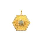 Load image into Gallery viewer, 14K Solid Gold Hexagonal Charm with Diamonds. CGDP48