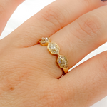 Load image into Gallery viewer, 14k Solid Yellow Gold Diamond Hexagons Ring.