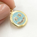 Load image into Gallery viewer, Shop Now Sterling Silver Round Star Smiley Enamel Charm