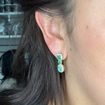 Load image into Gallery viewer, GDT502EM. 14k Solid Gold Diamond and Emerald Dangle Stud Earrings