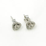 Load image into Gallery viewer, ER412666. 14K Solid White Gold Diamond Heart Studs