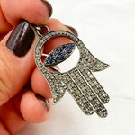 Load image into Gallery viewer, DP049. Diamond Sterling Silver Evil Eye Hamsa Pendant