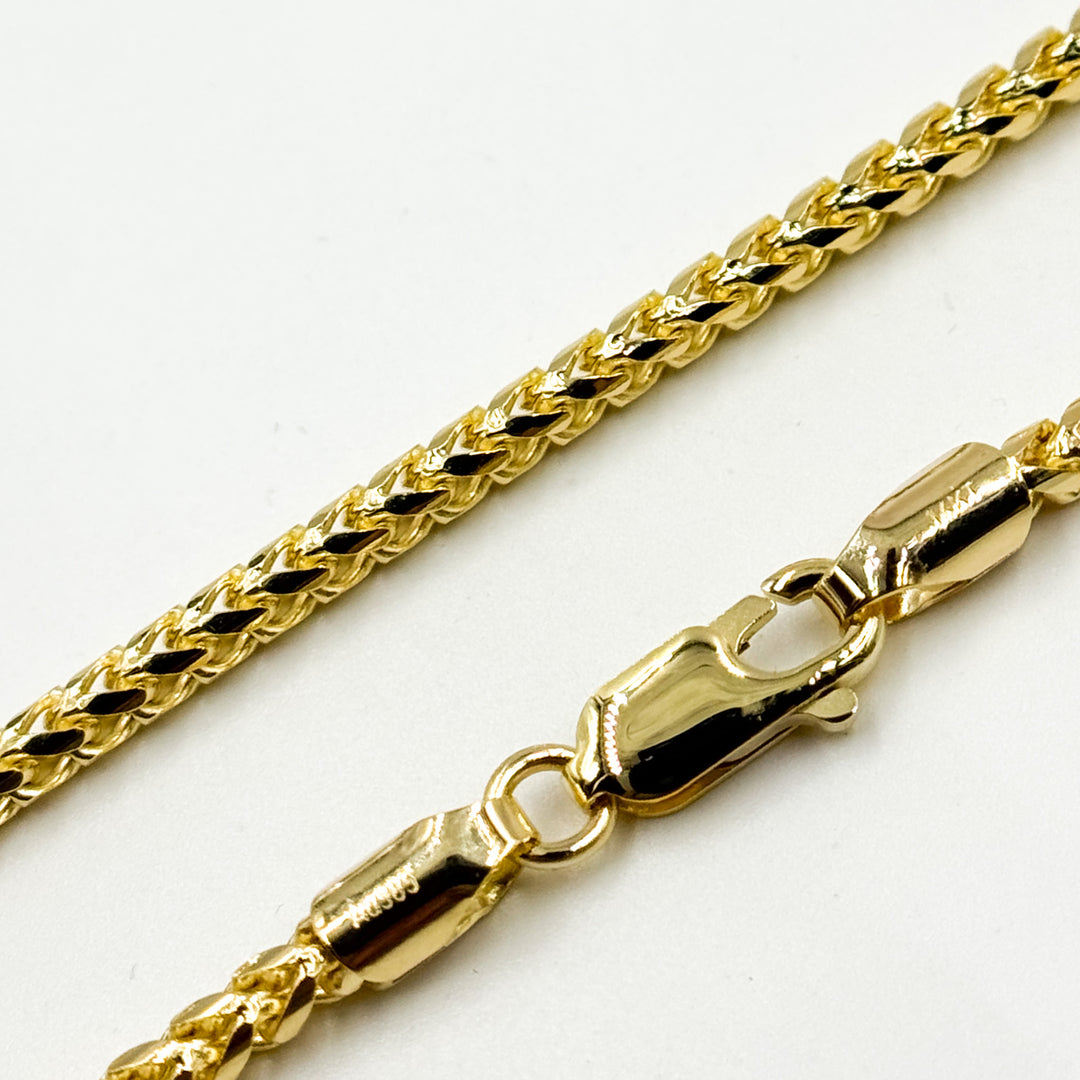 14k Solid Yellow Gold Wheat Chain