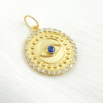 Load image into Gallery viewer, 14K Solid Gold Diamond Evil Eye Circle Charm. GDP436