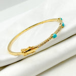 Load image into Gallery viewer, BNH68197TQ. 14K Solid Gold Bangle with Diamonds and Turquoise