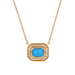 Load image into Gallery viewer, NFC71412. 14k Solid Gold Gemstone and Diamond Rectangle Necklace