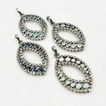 Load image into Gallery viewer, DSP041. Diamond Silver Gemstone Leaf Pendant