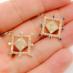 Load image into Gallery viewer, GDP543. 14K Solid Gold Fancy Square Charm with Diamond and Gemstones