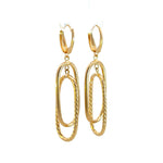 Load image into Gallery viewer, Gold Smooth and Textured Tube Hollow Oval Dangle Leverback Earrings