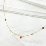Load image into Gallery viewer, NT403413RU. 14K Solid Gold Diamond and Gemstone Flower Necklace