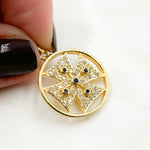 Load image into Gallery viewer, DP453. Diamond Sterling Silver Round Cross Pendant with Gemstone