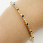 Load image into Gallery viewer, KG98. 14K Solid Gold Bangle with Diamonds and Stones