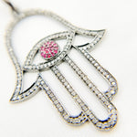 Load image into Gallery viewer, DP046. Diamond Sterling Silver Hamsa & Evil Eye Pendant