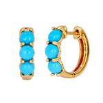 Load image into Gallery viewer, 14K Solid Gold Turquoise Hoops
